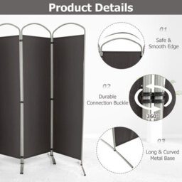 Gainoom 4 Panel Grey Room Divider 188Cm Folding Privacy Screen Portable Freestanding Divider - thumbnail 4
