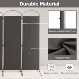 Gainoom 4 Panel Grey Room Divider 188Cm Folding Privacy Screen Portable Freestanding Divider - thumbnail 3