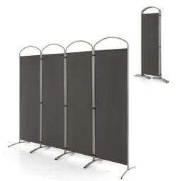 Gainoom 4 Panel Grey Room Divider 188Cm Folding Privacy Screen Portable Freestanding Divider - thumbnail 9
