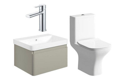 Aquarius Sophie 605mm Vanity Unit Matt Latte Wc Set With Chrome Finishes - image 1
