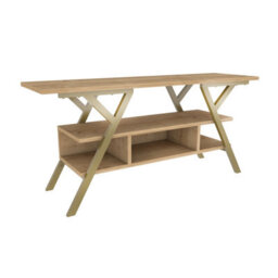 Decorotika Minerva Tv Stand Tv Unit For Tv's Up To 55 Inch Gold And Oak - thumbnail 5