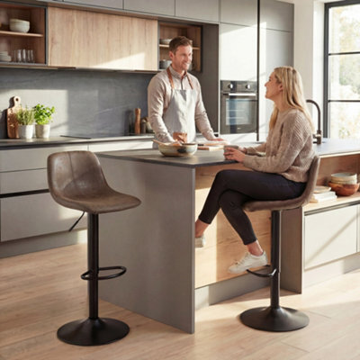Homcom Bar Stools Set Of 2, Modern Swivel Barstools For Dining Room, Brown - image 1