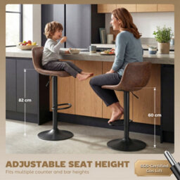 Homcom Bar Stools Set Of 2, Modern Swivel Barstools For Dining Room, Brown - thumbnail 4