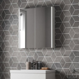 Affine Bathroom Mirror Cabinet 2 Door Storage Cupboard Modern Wall Mounted White 600mm - thumbnail 4