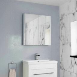 Affine Bathroom Mirror Cabinet 2 Door Storage Cupboard Modern Wall Mounted White 600mm - thumbnail 6
