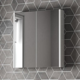 Affine Bathroom Mirror Cabinet 2 Door Storage Cupboard Modern Wall Mounted White 600mm - thumbnail 2