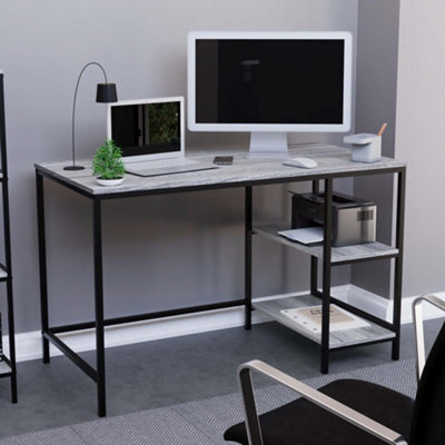 Lassic Vida Designs Brooklyn Grey Desk With 2 Shelves Sturdy Computer Office Desk - image 1