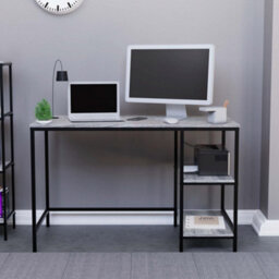 Lassic Vida Designs Brooklyn Grey Desk With 2 Shelves Sturdy Computer Office Desk - thumbnail 4