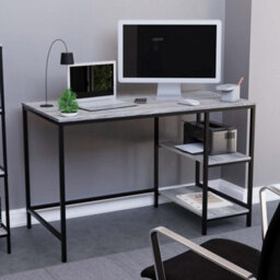 Lassic Vida Designs Brooklyn Grey Desk With 2 Shelves Sturdy Computer Office Desk - thumbnail 1
