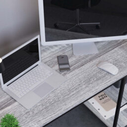 Lassic Vida Designs Brooklyn Grey Desk With 2 Shelves Sturdy Computer Office Desk - thumbnail 3