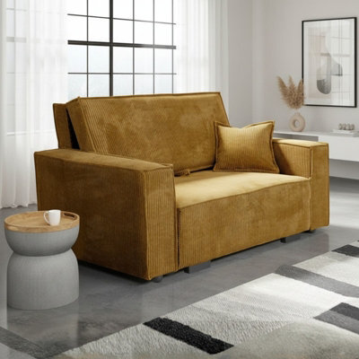 Sofa Bed Sleeping Function Viva Star Ii Mustard Poso Fabric Storage 2 Seater Modern Living Room - image 1