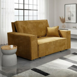 Sofa Bed Sleeping Function Viva Star Ii Mustard Poso Fabric Storage 2 Seater Modern Living Room