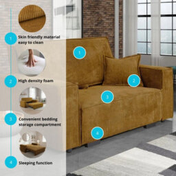 Sofa Bed Sleeping Function Viva Star Ii Mustard Poso Fabric Storage 2 Seater Modern Living Room - thumbnail 6
