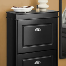 Sobuy Fsr78-Sch, Shoe Rack Cabinet Mdf Wooden Cupboard With 2 Flip Drawers Slim Shoe Storage Unit,black,w53.5Xd24Xh82.5 - thumbnail 5