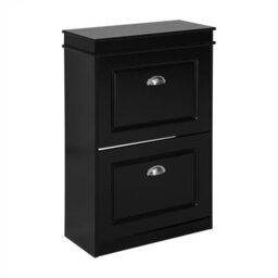 Sobuy Fsr78-Sch, Shoe Rack Cabinet Mdf Wooden Cupboard With 2 Flip Drawers Slim Shoe Storage Unit,black,w53.5Xd24Xh82.5