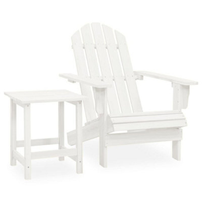 Vidaxl Garden Adirondack Chair With Table Solid Fir Wood White Garden Chairs - image 1