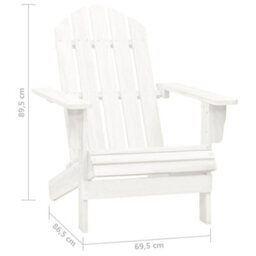 Vidaxl Garden Adirondack Chair With Table Solid Fir Wood White Garden Chairs - thumbnail 3