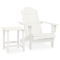 Vidaxl Garden Adirondack Chair With Table Solid Fir Wood White Garden Chairs - thumbnail 1