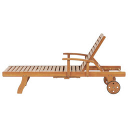 Beliani Sun Lounger Java Reclining Acacia Wood Light Brown - thumbnail 4