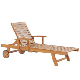 Beliani Sun Lounger Java Reclining Acacia Wood Light Brown
