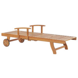 Beliani Sun Lounger Java Reclining Acacia Wood Light Brown - thumbnail 5