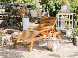 Beliani Sun Lounger Java Reclining Acacia Wood Light Brown - thumbnail 2