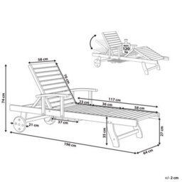 Beliani Sun Lounger Java Reclining Acacia Wood Light Brown - thumbnail 3
