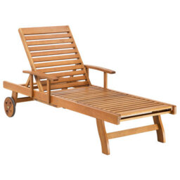 Beliani Sun Lounger Java Reclining Acacia Wood Light Brown - thumbnail 6