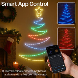 Xmas Haus Pre-Lit Rgb Flat Christmas Tree Silhouette Plastic Frame, App Or Handheld Remote Controlled 1.3M - thumbnail 3