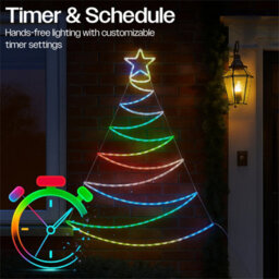 Xmas Haus Pre-Lit Rgb Flat Christmas Tree Silhouette Plastic Frame, App Or Handheld Remote Controlled 1.3M - thumbnail 6