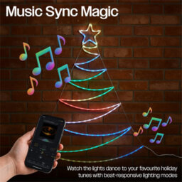 Xmas Haus Pre-Lit Rgb Flat Christmas Tree Silhouette Plastic Frame, App Or Handheld Remote Controlled 1.3M - thumbnail 5