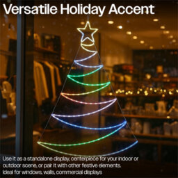 Xmas Haus Pre-Lit Rgb Flat Christmas Tree Silhouette Plastic Frame, App Or Handheld Remote Controlled 1.3M - thumbnail 7