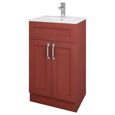 Belofay 500mm Bathroom Vanity Units With Basin With White Ceramic Bathroom Sink Soft Close Hinges & 1 Tap Hole(Crawley Terracotta) - image 1