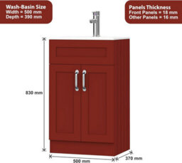 Belofay 500mm Bathroom Vanity Units With Basin With White Ceramic Bathroom Sink Soft Close Hinges & 1 Tap Hole(Crawley Terracotta) - thumbnail 2