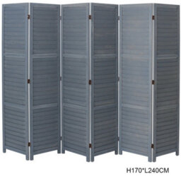 Living And Home 6 Panel Grey Solid Wood Folding Home Room Divider Indoor Privacy Screen H 170Cm X L 240Cm - thumbnail 4