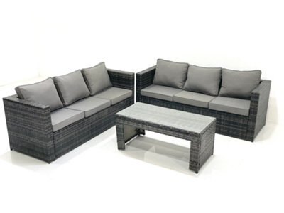 Fimous Garden Outdoor Rattan Furniture Set With Sofa Coffee Table Dark Grey Mixed - image 1