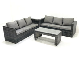 Fimous Garden Outdoor Rattan Furniture Set With Sofa Coffee Table Dark Grey Mixed - thumbnail 2