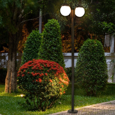 Beliani 2-Light Black Lamp Post With Aluminium Core And Synthetic Shade, 2050mm - image 1