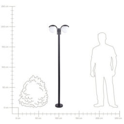 Beliani 2-Light Black Lamp Post With Aluminium Core And Synthetic Shade, 2050mm - thumbnail 6