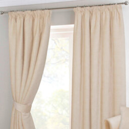 "Homescapes Natural Chenille Pencil Pleat Lined Curtains Pair, 66 X 72""" - thumbnail 2