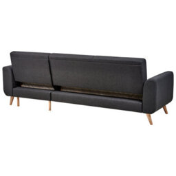 Beliani Corner Sofa Bed 3 Seater Ollsta Fabric Black Left Hand - thumbnail 7