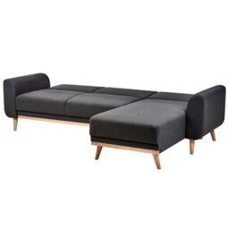 Beliani Corner Sofa Bed 3 Seater Ollsta Fabric Black Left Hand - thumbnail 6