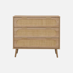 Sweeek - 3-Drawer Chest With Wood And Rounded Cane Rattan Natural 90X39X79 Cm - Eva - thumbnail 2