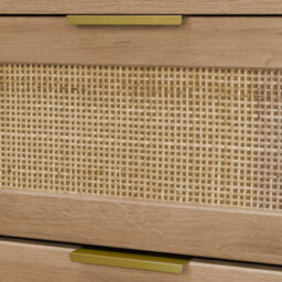 Sweeek - 3-Drawer Chest With Wood And Rounded Cane Rattan Natural 90X39X79 Cm - Eva - thumbnail 3