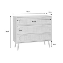 Sweeek - 3-Drawer Chest With Wood And Rounded Cane Rattan Natural 90X39X79 Cm - Eva - thumbnail 8
