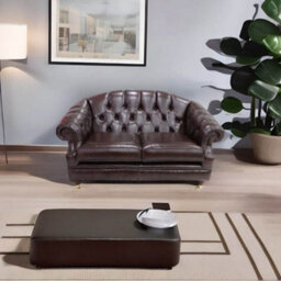 Chesterfield 2 Seater Old English Dark Brown Leather Sofa Settee Bespoke In Victoria Style - thumbnail 2