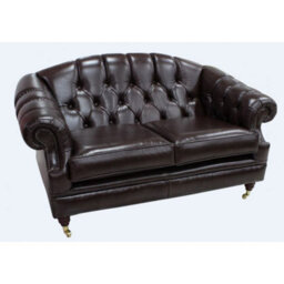 Chesterfield 2 Seater Old English Dark Brown Leather Sofa Settee Bespoke In Victoria Style - thumbnail 3