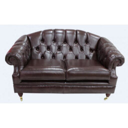 Chesterfield 2 Seater Old English Dark Brown Leather Sofa Settee Bespoke In Victoria Style - thumbnail 1