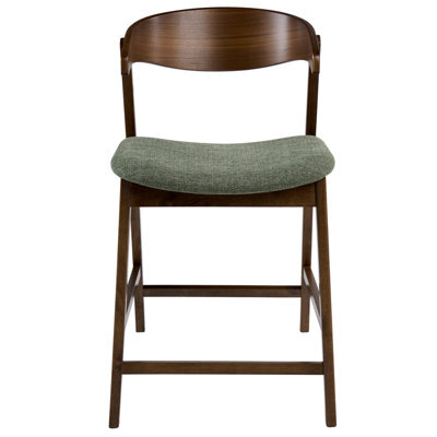 Wyld And Coco Classic Living Set Of 2 Bar Chairs, Brown And Green, Polyester Upholstery, Rubberwood Legs, Retro Traditional Style - image 1