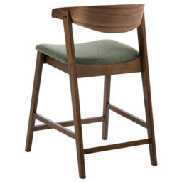 Wyld And Coco Classic Living Set Of 2 Bar Chairs, Brown And Green, Polyester Upholstery, Rubberwood Legs, Retro Traditional Style - thumbnail 5